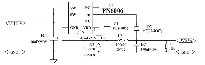PN6006電動車控制器芯片應用電路圖