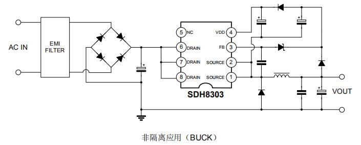 sdh8303非隔離應(yīng)用電路圖