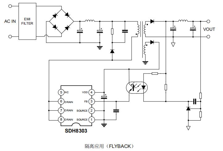 sdh8303隔離應(yīng)用電路圖