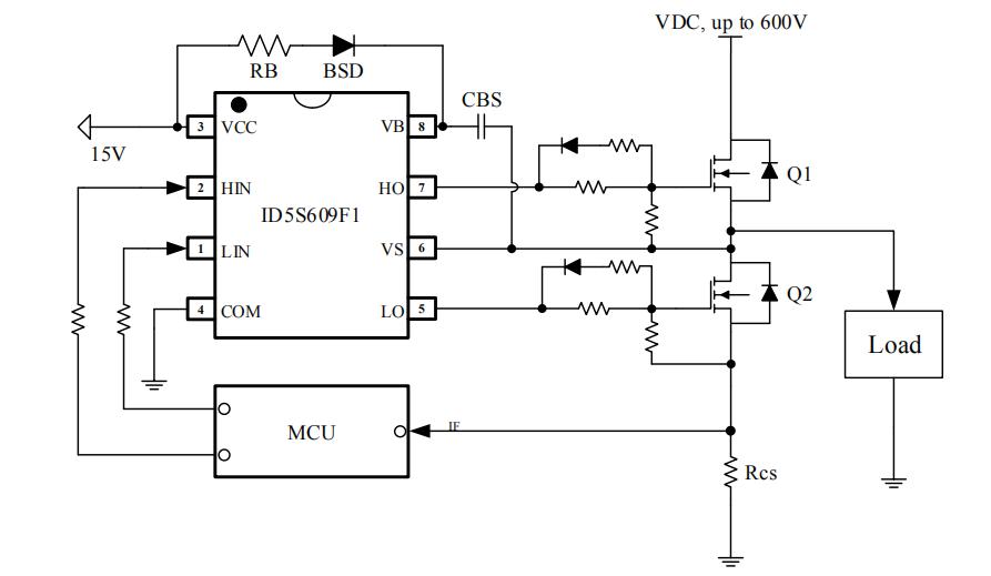 半橋驅動芯片ir2304代換ID5S609F1電路圖
