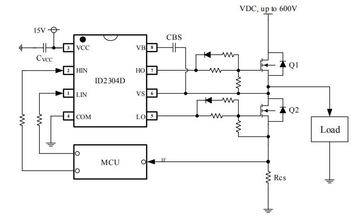 ID2304D 600V無刷電機驅動芯片典型應用電路