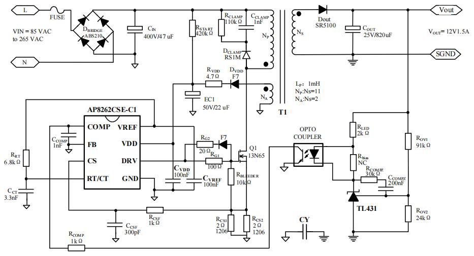 UCC28C43國產替代芯片AP8262C離線應用,隔離反激拓撲